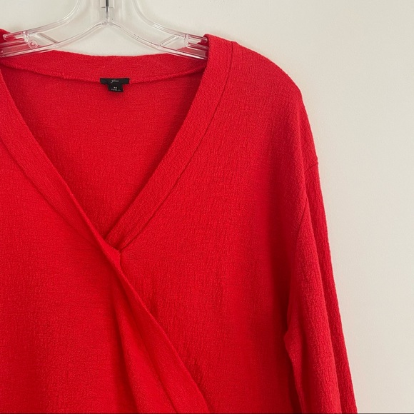 J. CREW Faux Wrap Textured Crepe Blouse Top Red Medium M - Picture 6 of 15